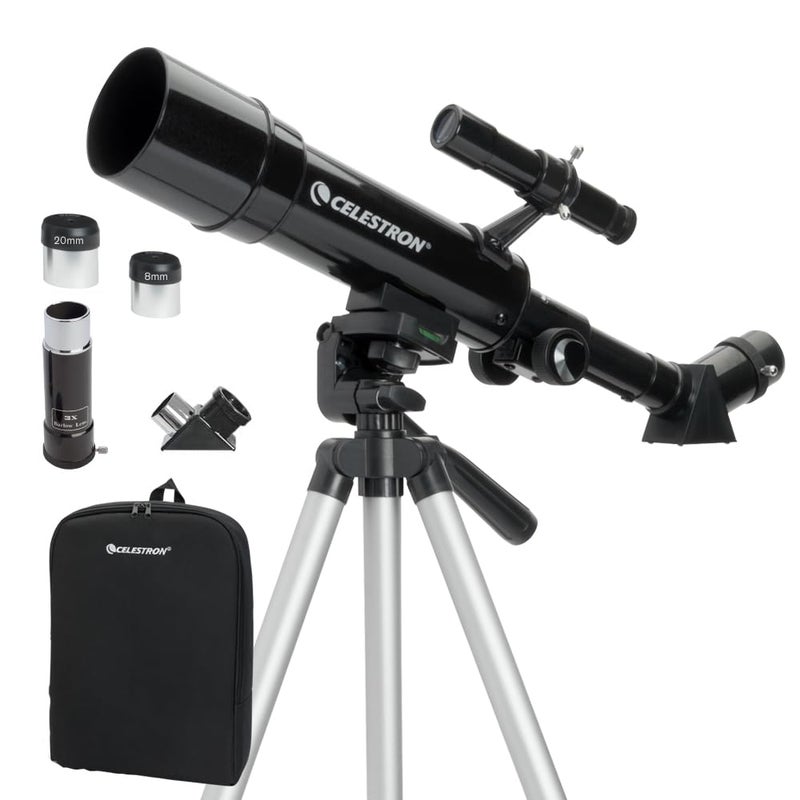 Celestron تلسكوب سيلسترون للسفر 50 - تلسكوب انكساري محمول - فتحة 50 مم، عدسات زجاجية مطلية بالكامل - يشمل حامل ثلاثي، حقيبة ظهر وبرامج - مثالي للمبتدئين والسفر - Image 1